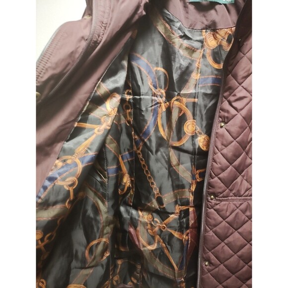 Lauren Ralph Lauren Women's Sz M Burgundy Quilted Puffer Coat Jacket - Picture 8 of 13